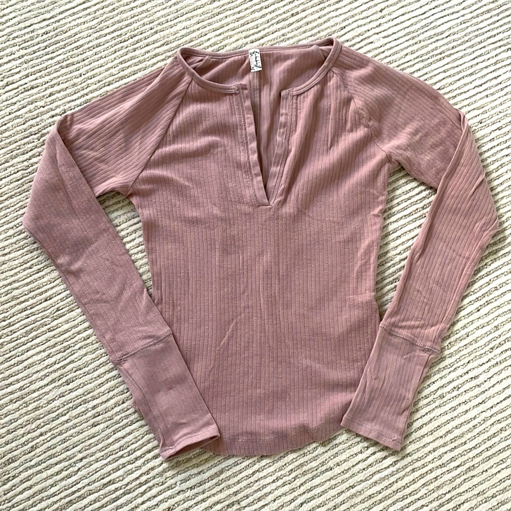 Free people, long sleeve, light tinted pink size US small